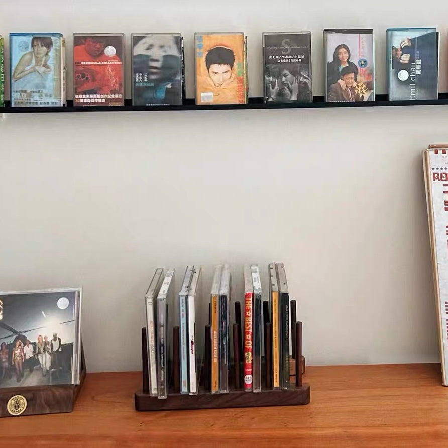 Lorenz Premium Wooden CD Display Storage Rack – Walnut Create