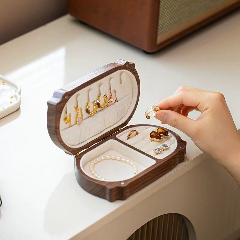 Kitty Walnut Jewelry Organizer Box