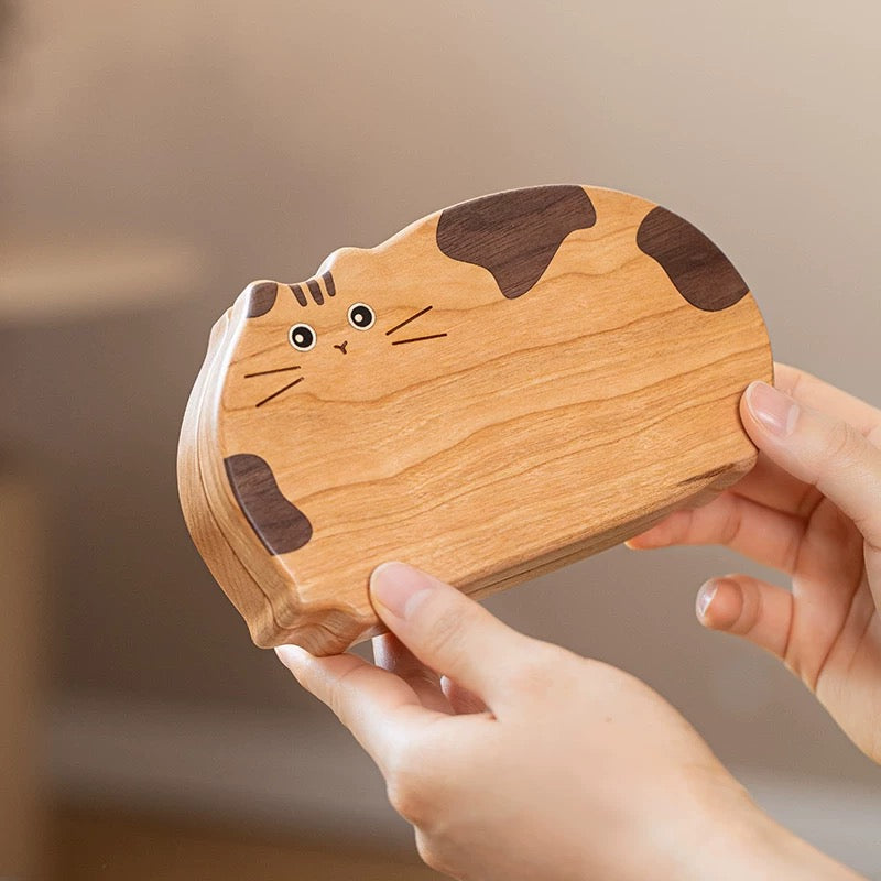 Kitty Walnut Jewelry Organizer Box