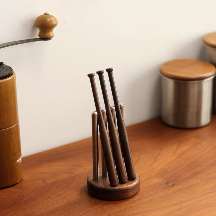 Set supporto per mescolatori da caffè in noce Nirip