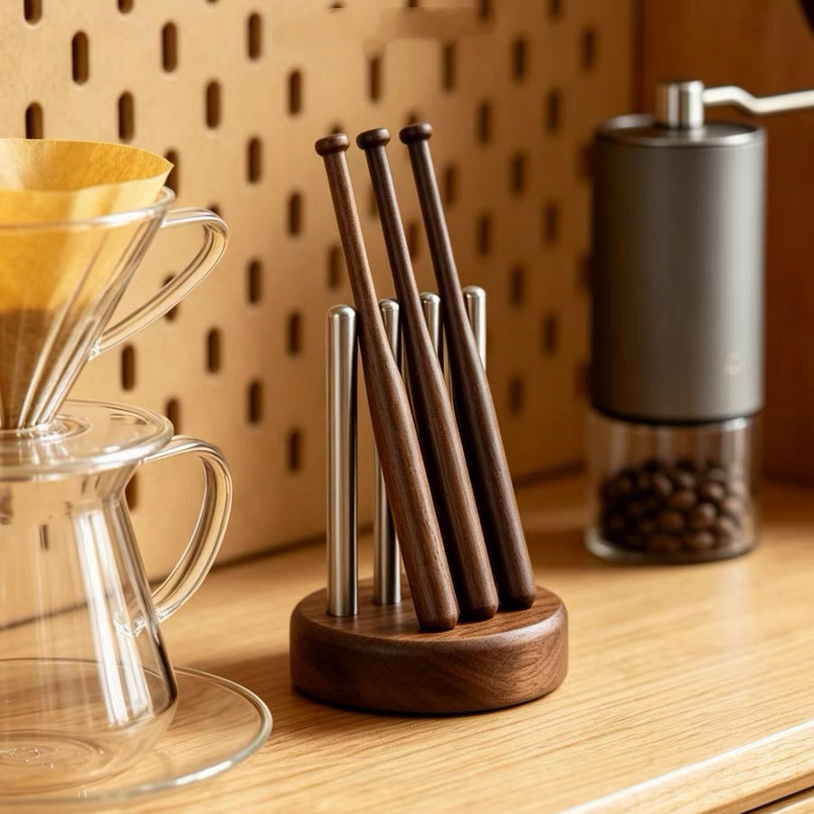 Set supporto per mescolatori da caffè in noce Nirip