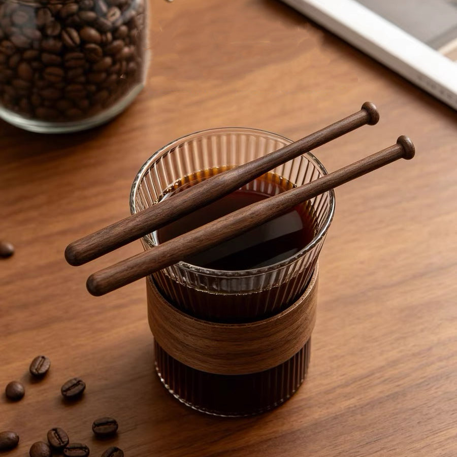 Set supporto per mescolatori da caffè in noce Nirip