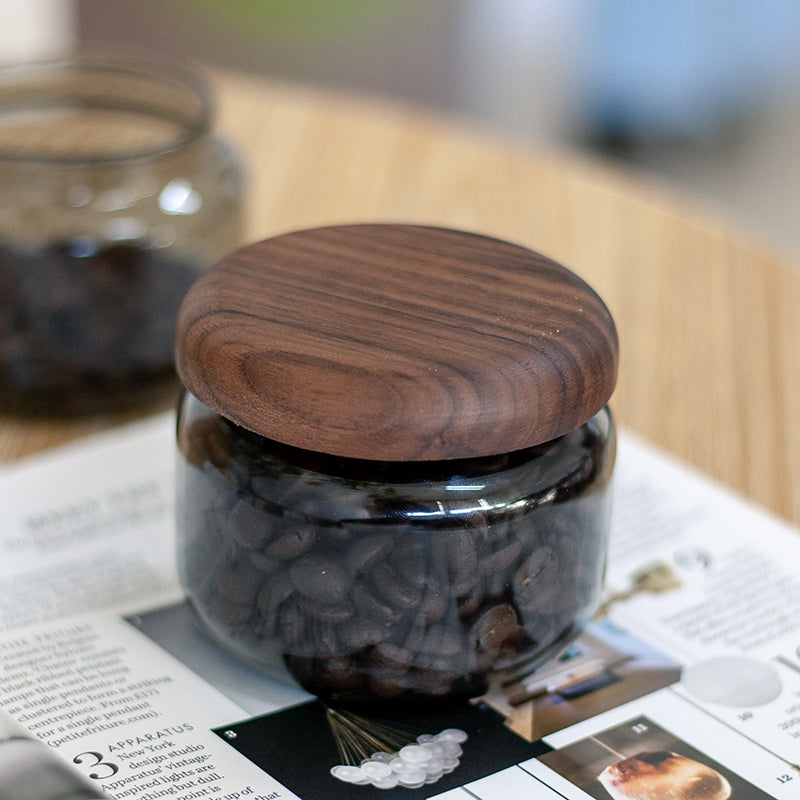 Black Walnut Lid Glass Canister