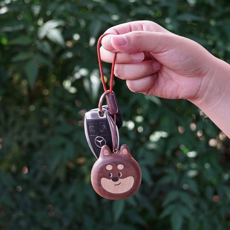 Cat & Dog Shaped Wooden Keychain