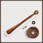 Cat Paw Design Long Handle Shoehorn Black Walnut