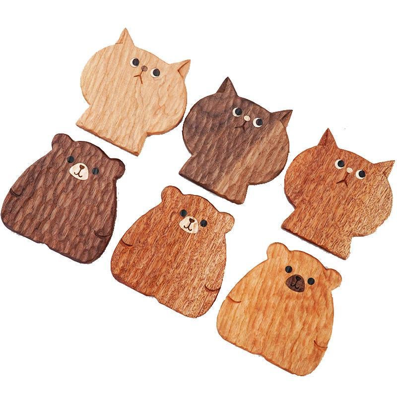 Creative Black Walnut Bear Coasters