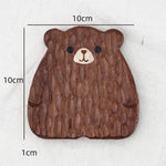Cute Bear Black Walnut Coasters