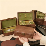 Emerald walnut jewelry box with clean geometric shape