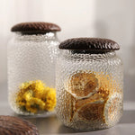 Handcrafted Haven Black Walnut Hammered Seal Glass Container