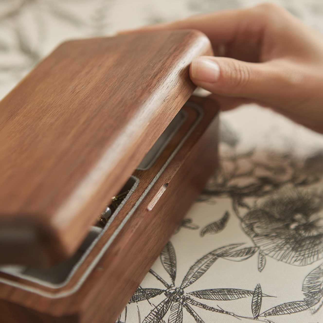 Handmade Black Walnut Velvet Jewelry Box