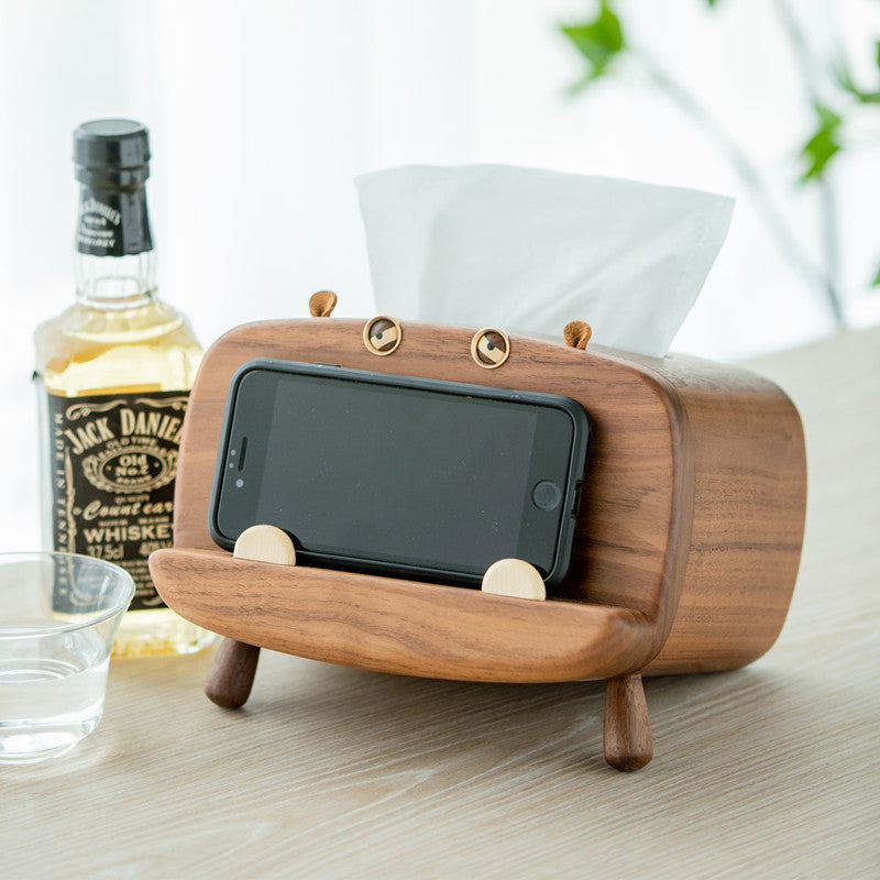 Handmade Hippo Walnut Tissue Box