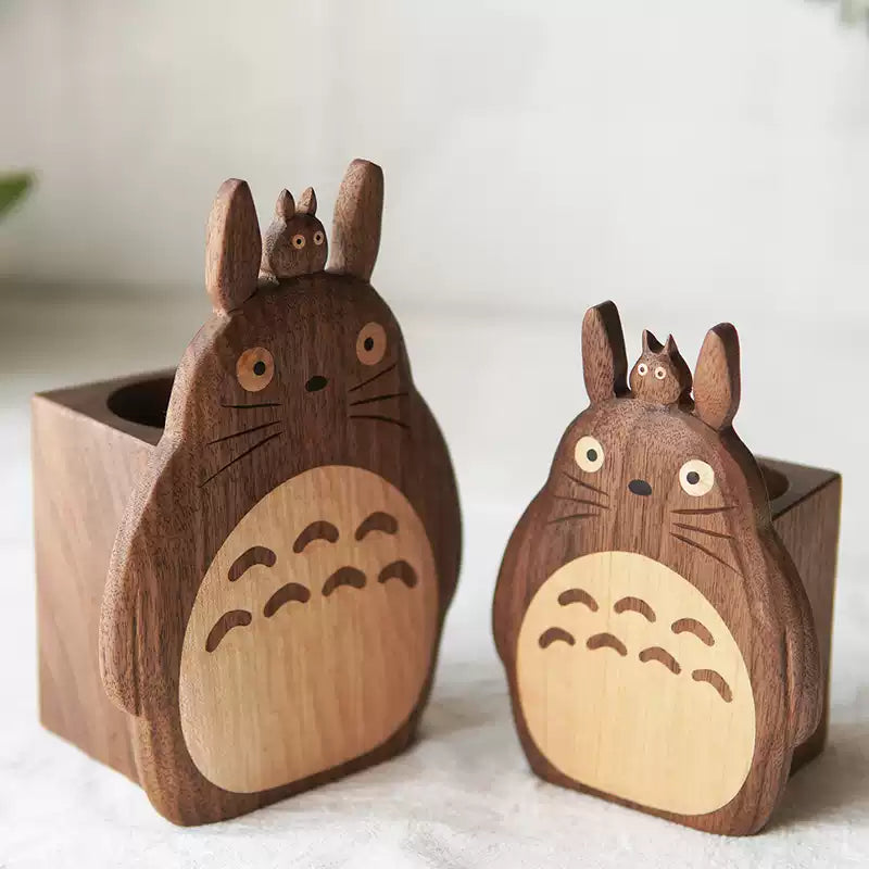 Handmade Totoro Walnut Pen Holder