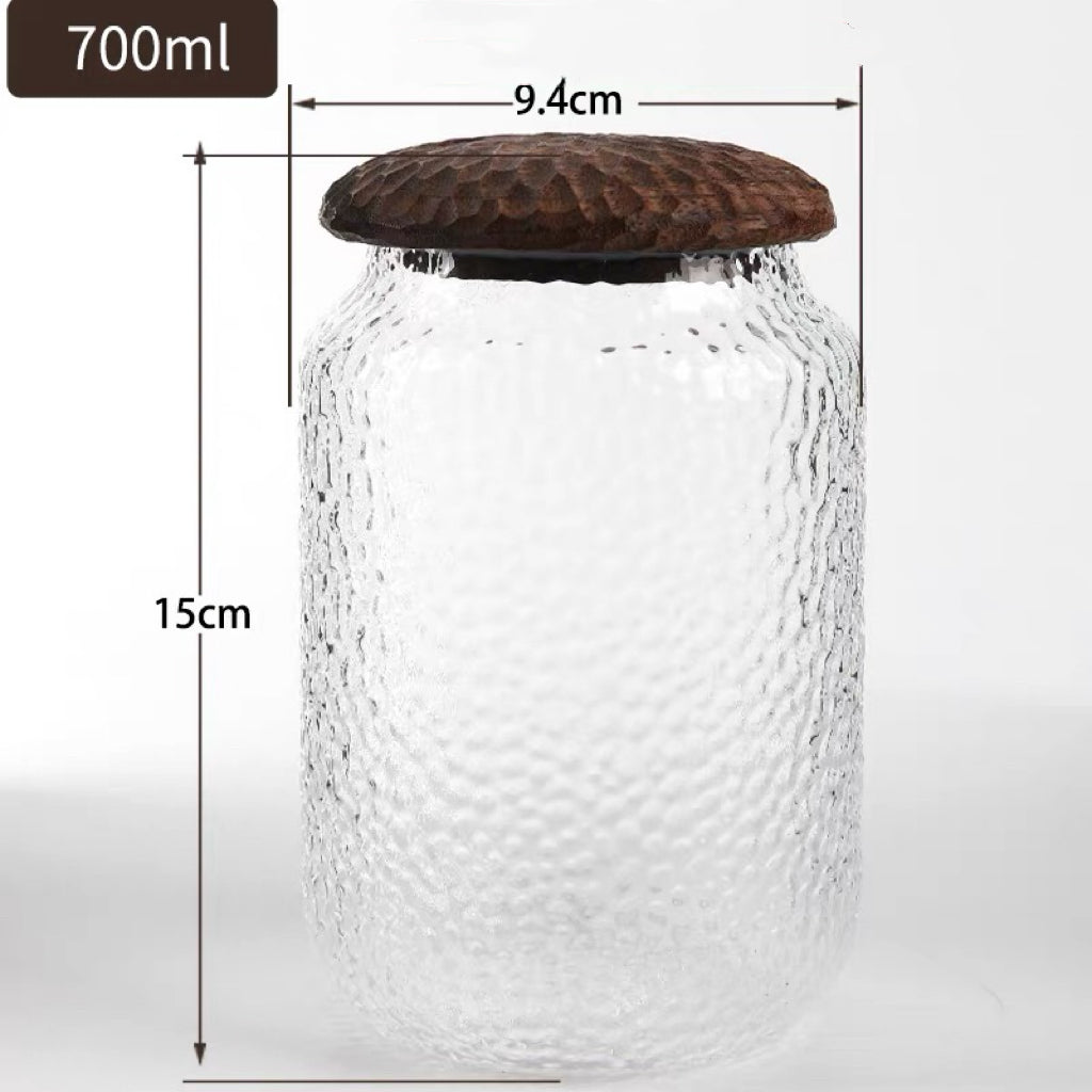 Haven Black Walnut Hammered Seal Glass Container for dry goods