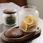 Haven Black Walnut Hammered Seal Glass Container for pantry storage