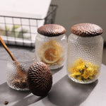 Haven Black Walnut Hammered Seal Glass Container with lid