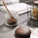 Haven Black Walnut Hammered Seal Glass Container with polished finish