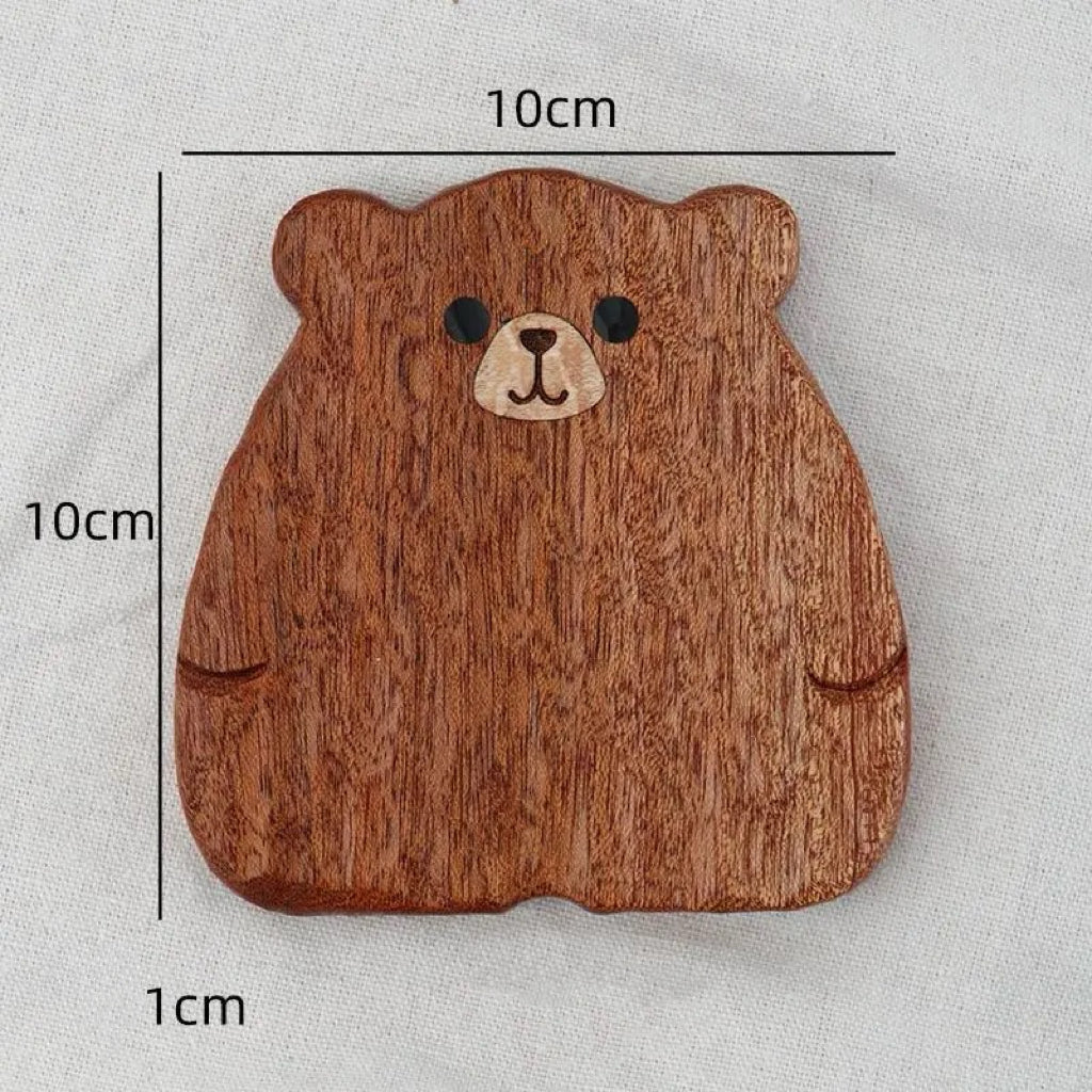 Heat-Resistant Bear Black Walnut Coasters