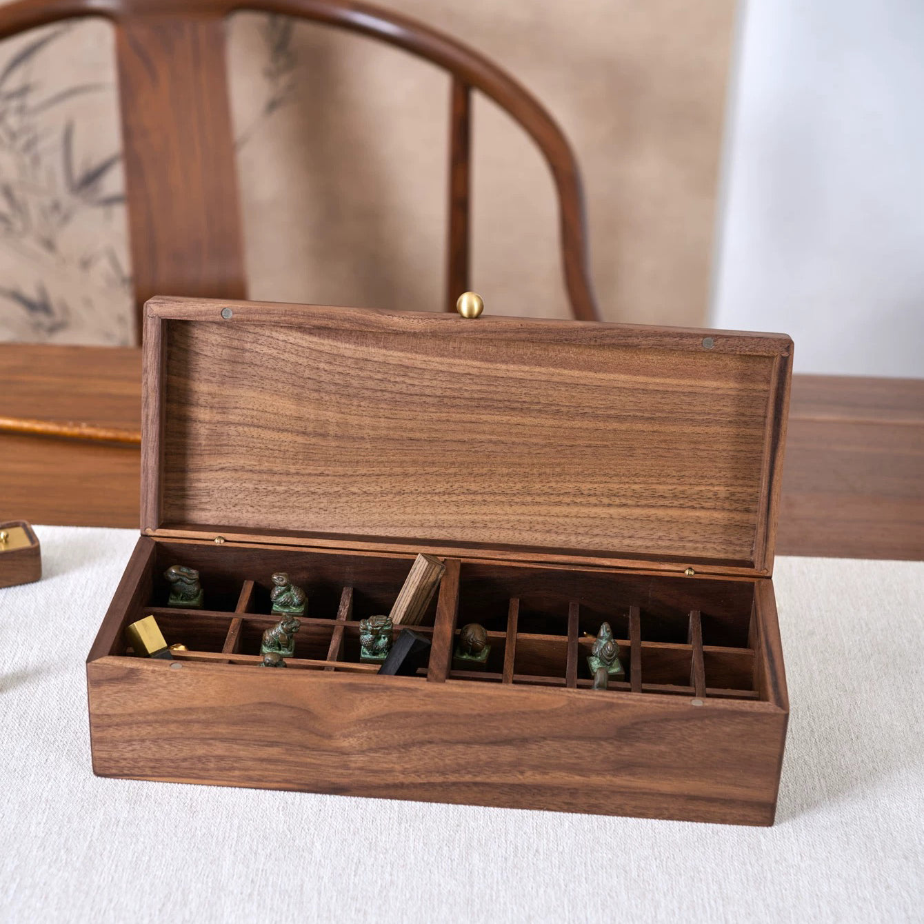 Nessa Walnut Storage Organizer Box for Essential Oils & Lipsticks