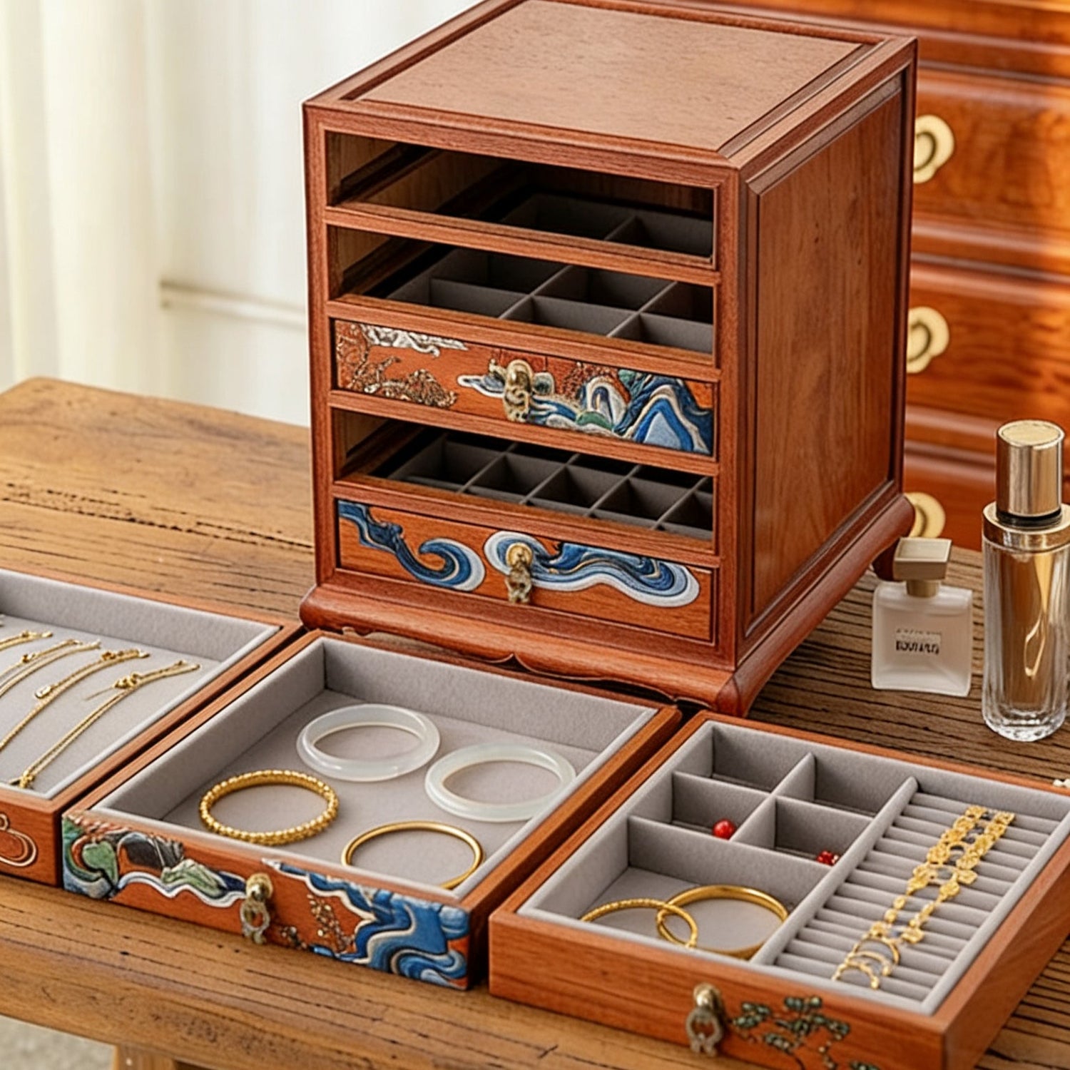 Millen Luxury Rosewood Jewelry Organizer Cabinet