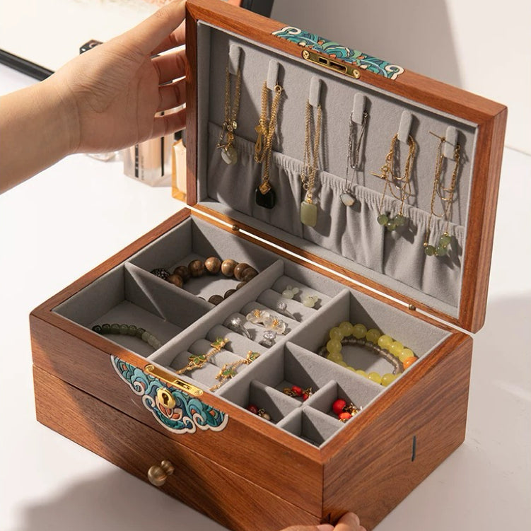 Roux Wooden Jewelry Box with Drawer