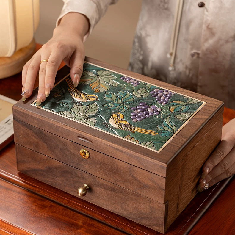 Greta Wooden Jewelry Box with Drawer