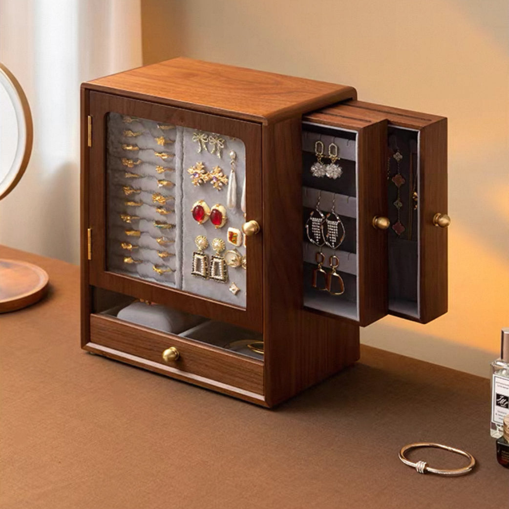 Iana Walnut Vertical Jewelry Cabinet