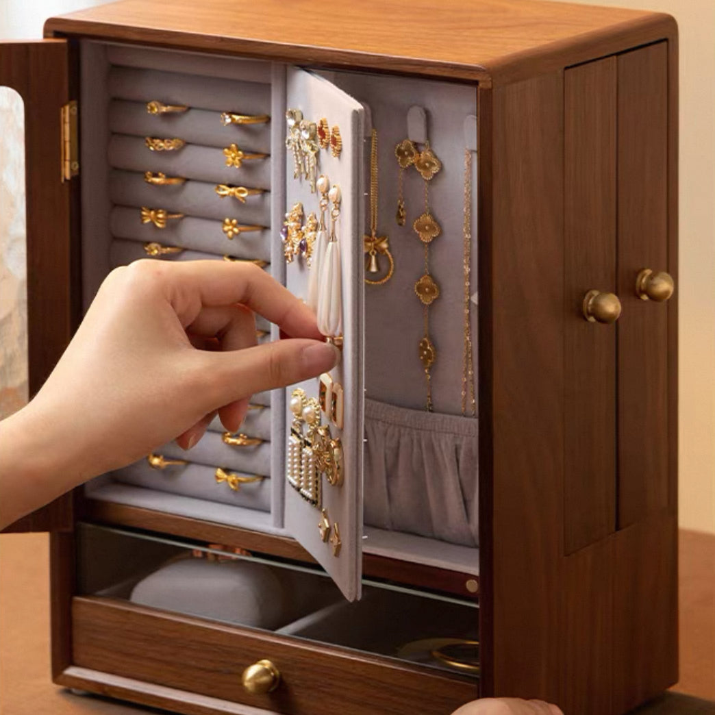 Iana Walnut Vertical Jewelry Cabinet