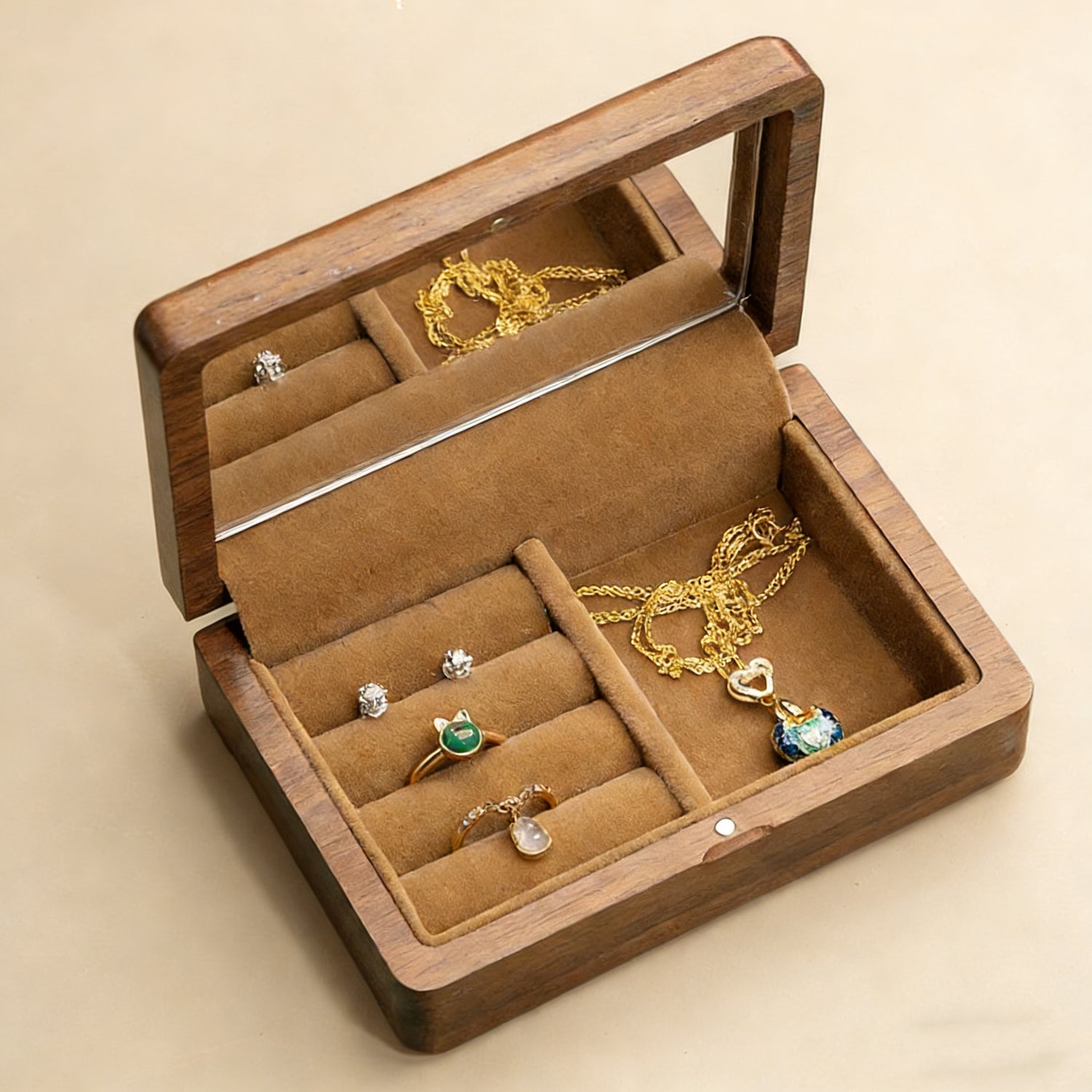 Roth Walnut Jewelry Box with Mirror