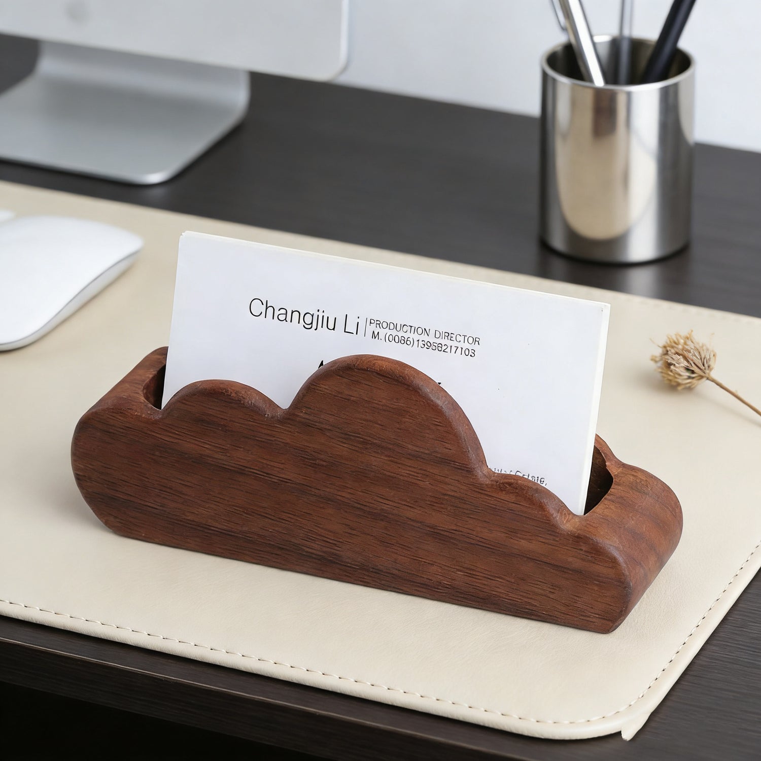 Luca Wooden Business Card Stand