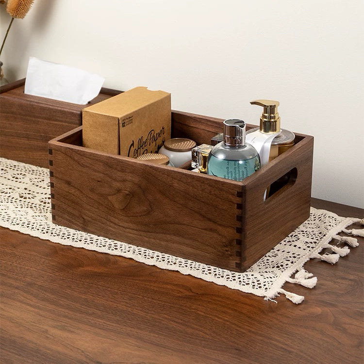 Glace Solid Walnut Makeup Organizer
