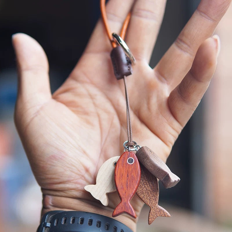 Little Fish Wooden Keychain Set 