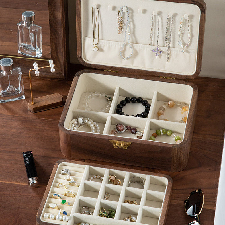 Lunaria Retro Black Walnut Jewelry Box with polished walnut finish