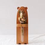 Magnetic wooden flower vase in bear design