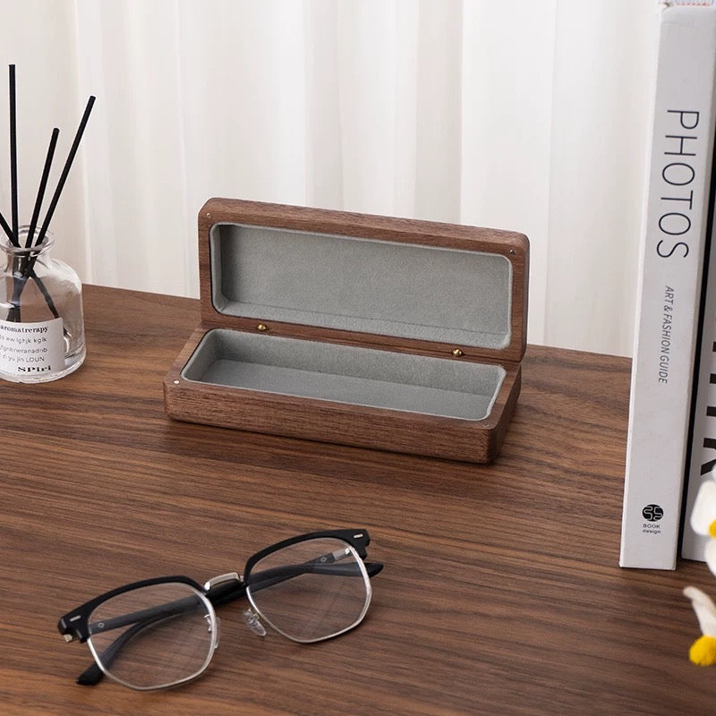 Minimalist Black Walnut Glasses Case