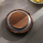Modern Haven Black Walnut Hammered Seal Glass Container on shelf