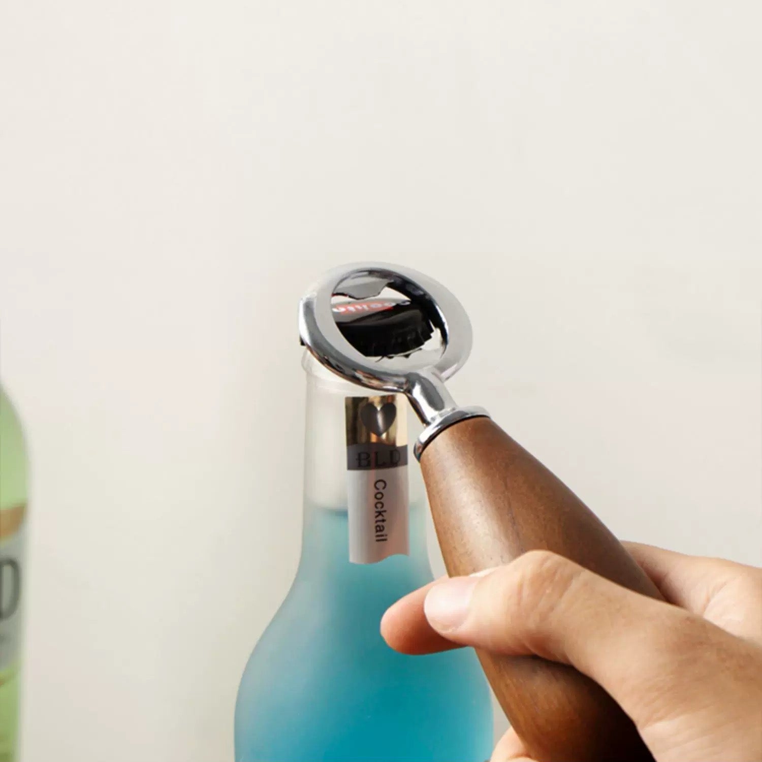 Natural walnut bottle opener with smooth finish