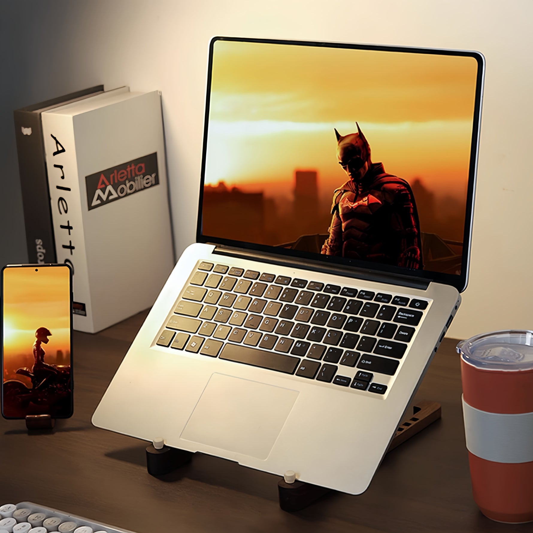 NoteFlex Walnut laptop stand for desk