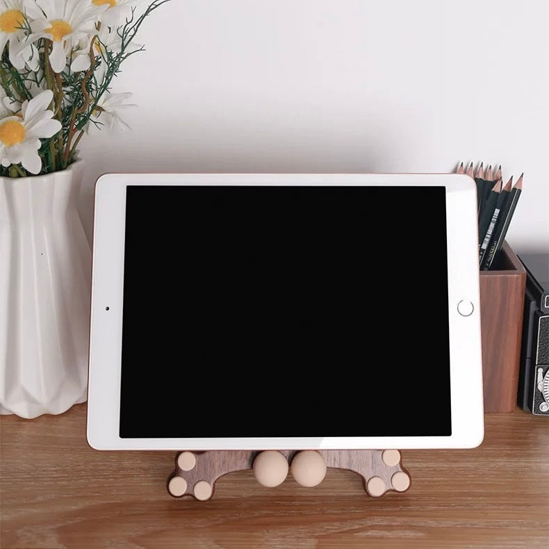 Ouch Cat Walnut Wooden Phone Holder