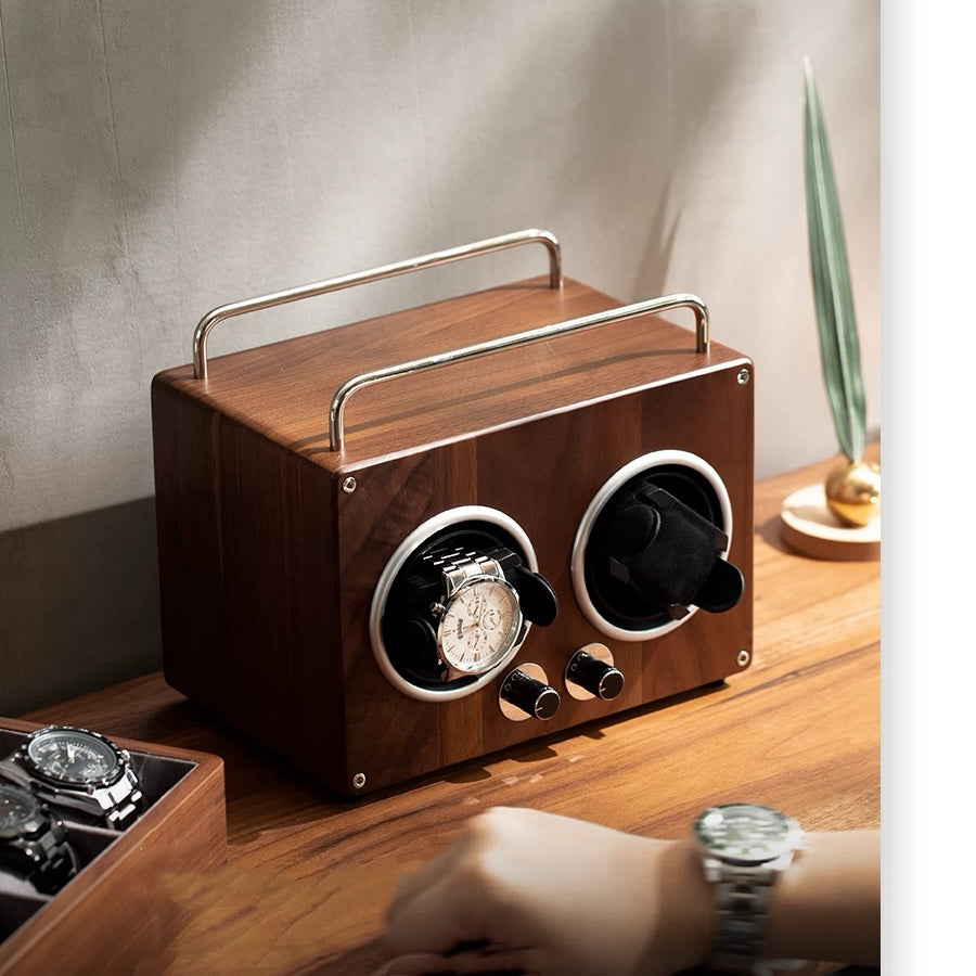 Premium black walnut watch winder for mechanical watches