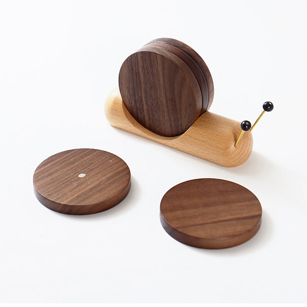 Solid Wood Coasters with Snail Design