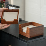 Solid wood cube tissue box