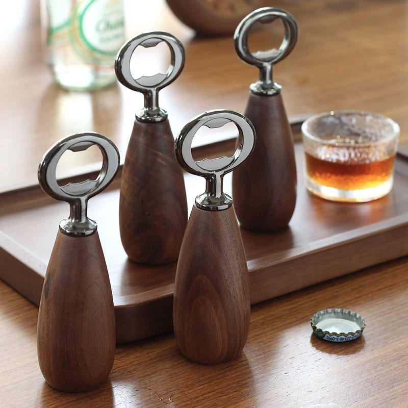 Squishy luxury solid walnut bottle opener