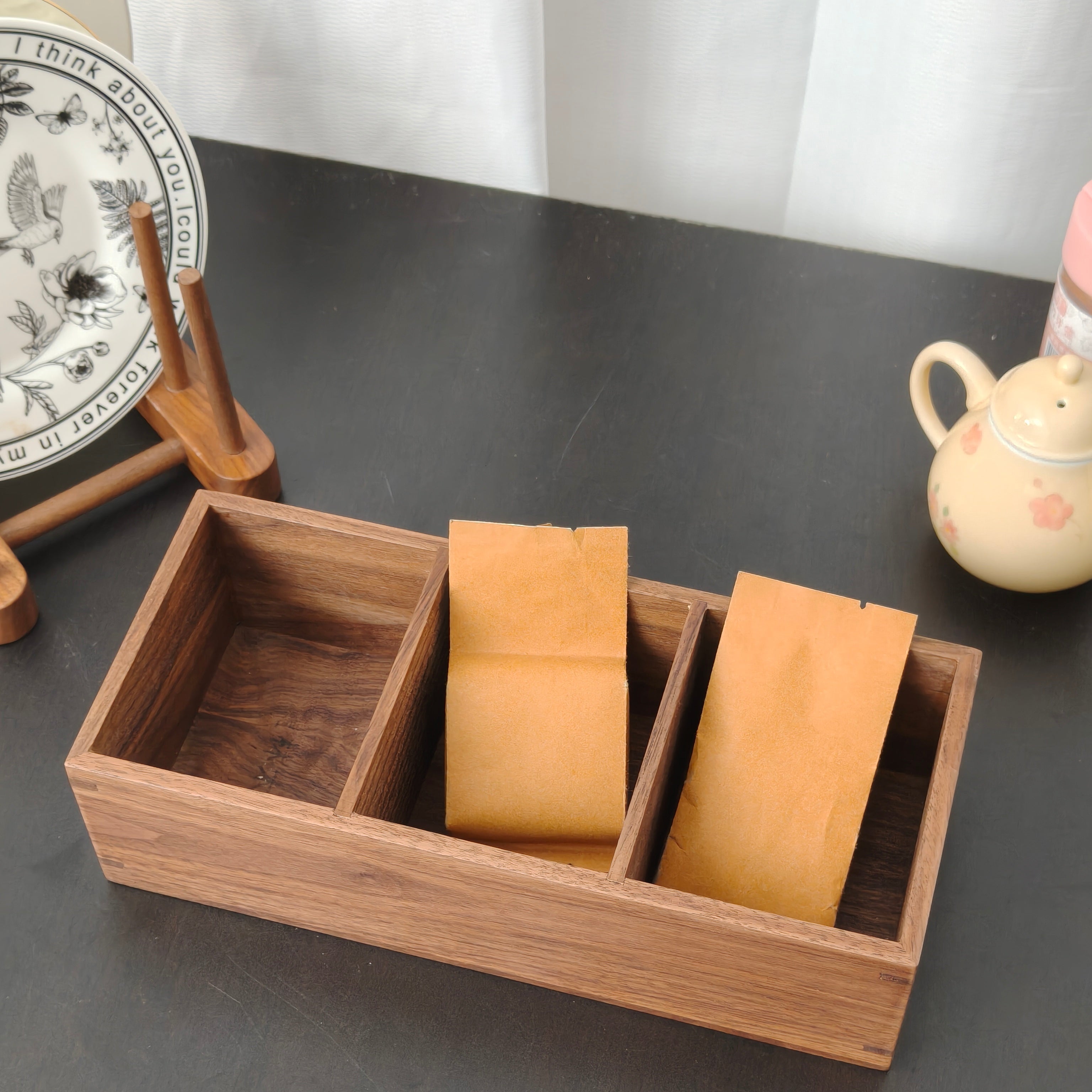 Theo File Tea Theo Walnut Wooden Organizer Box for Tea & Coffee – Walnut Create
