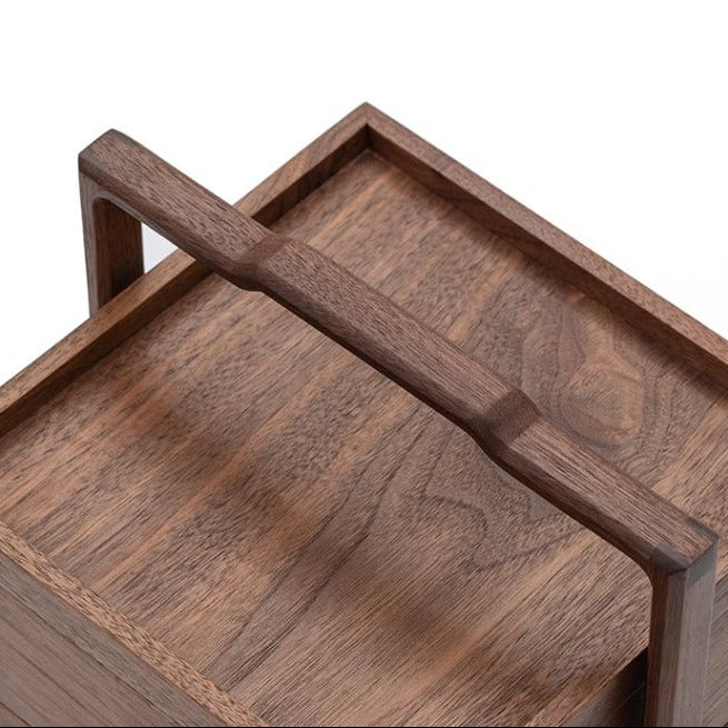 Top-down view of tea box showing divided compartments