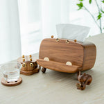 Walnut Tissue Box with Hippo Design