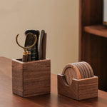 Walnut wood tea ceremony tool set with six pieces