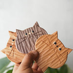 Wooden Cat Coaster Set