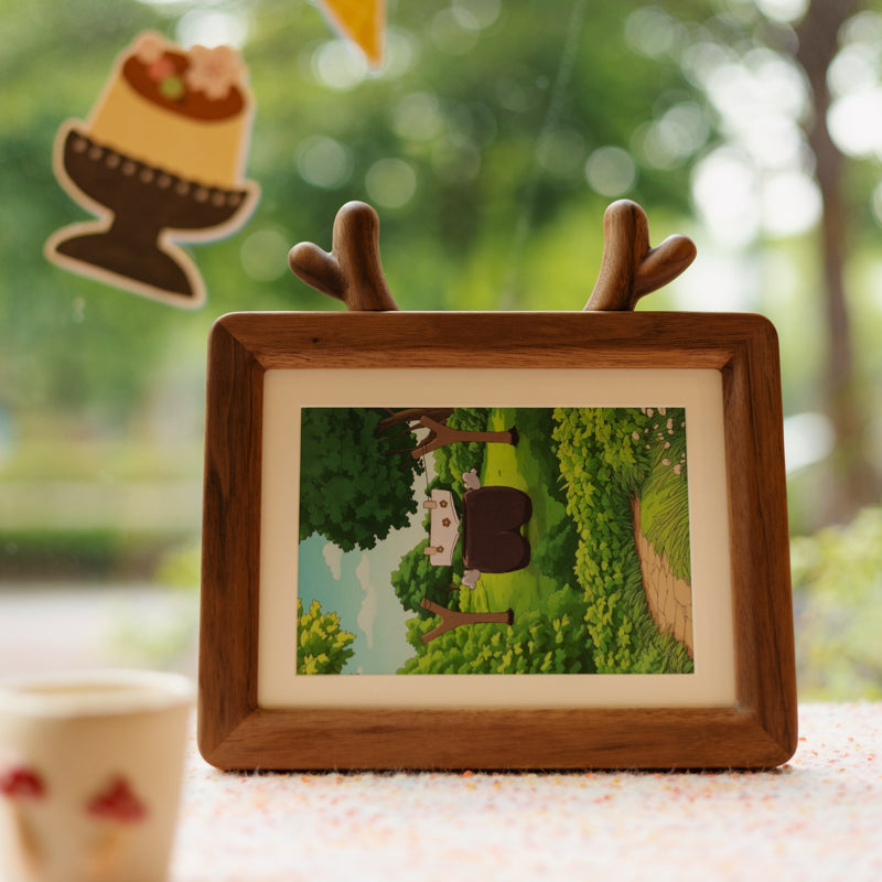 Wooden Deer Antler Picture Frame