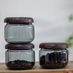 Wooden Lid Glass Storage