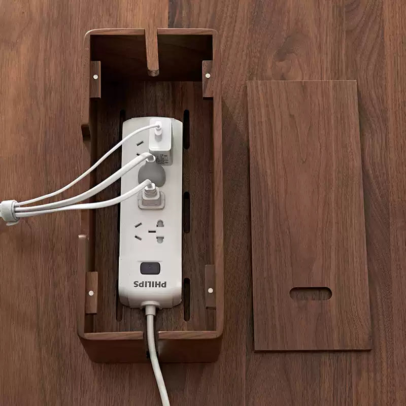 black walnut cable organizer box